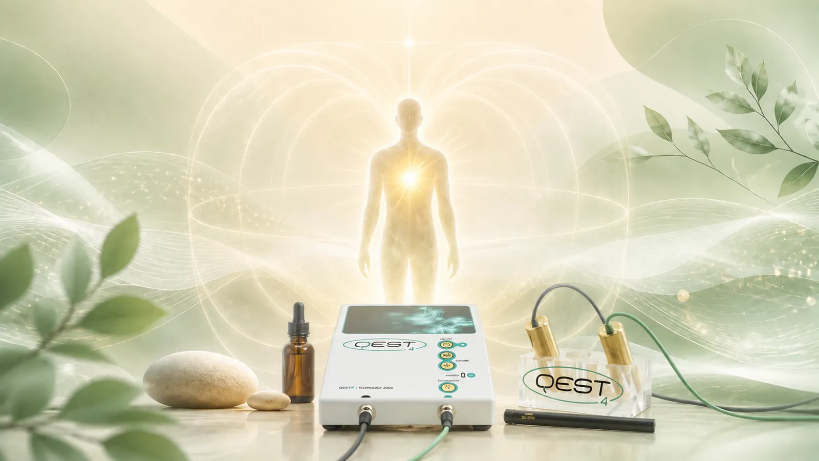 Gentle green and sage-toned energy wellness artwork